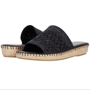 Cole Haan Black Cloudfeel Stitchlite Espadrille Sandal Slides Grand Series